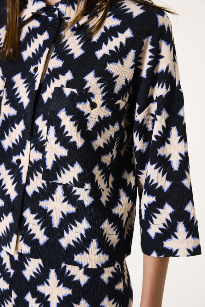 BLOUSE MET PRINT H50004 60 BLACK